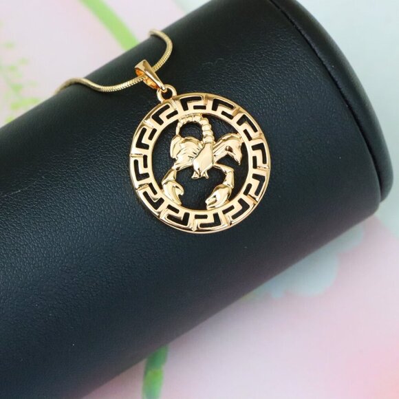 "Scorpio Zodiac Rose Gold Pendant in Gold Plated Brass, XPPT1335 - Picture 6 of 13